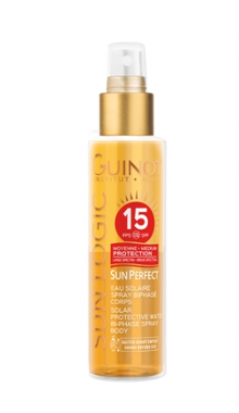 Guinot Apsauginis dvifazis purškalas nuo saulės kūnui SPF15/ Guinot Age Sun, 150 ml.