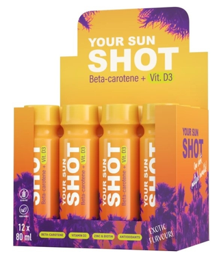 Sunshot + Vit. D įdegio aktyvatorius Exotic skonio 80 ml, 12 vnt.