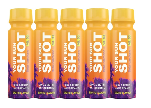 Sunshot + Vit. D įdegio aktyvatorius Exotic skonio 80 ml, 5 vnt.